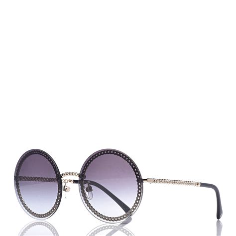 round sunglasses chanel|chanel round sunglasses with chain.